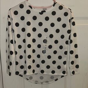 Old Navy Kids Long Sleeve Polka Dot Tee - Black and White